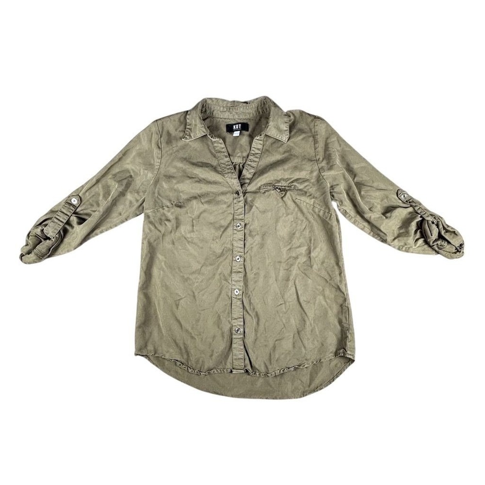 Kut From The Kloth Women's Taupe Button-Up Blouse Size S Casual